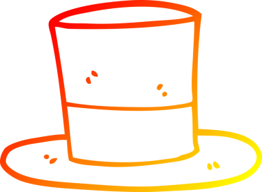 Bir insan tarafından çizilmiş bir çizgi film silindir şapkasının sıcak çizgi çizimi