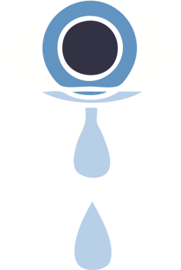 Bir insan tarafından çizilmiş ağlayan gözün düz renkli retro karikatürü