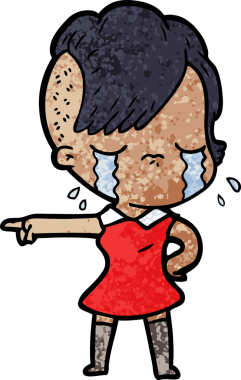 Bir insan tarafından çizilmiş ağlayan kız çizgi filmi.