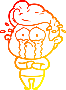 Bir insan tarafından çizilmiş, ağlayan bir çizgi film karakteri.