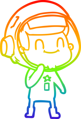 gökkuşağı gradyan çizimi mutlu bir çizgi astronot çizimi bir insan tarafından çizildi