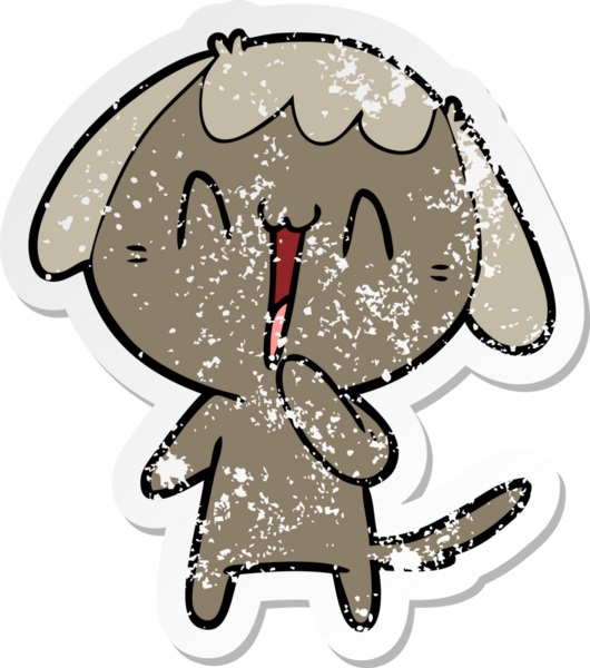 Bir insan tarafından çizilmiş şirin bir köpeğin sıkıntılı çıkartması.