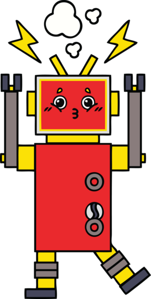 Bir insan tarafından çizilmiş sevimli bir robot karikatürü.