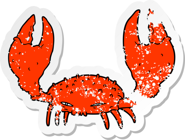 Bir insan tarafından çizilmiş karikatür yengecinin sıkıntılı çıkartması.