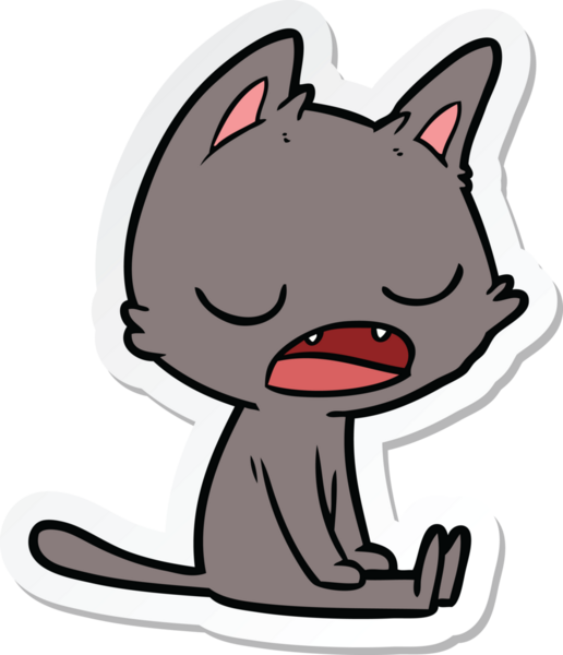 Bir insan tarafından çizilmiş konuşan kedi karikatürü.