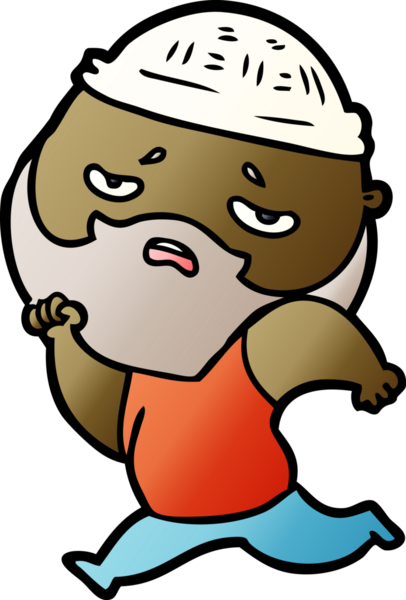 Bir insan tarafından çizilmiş sakallı endişeli bir adam.