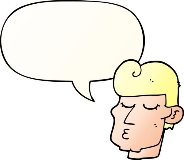 Bir insan tarafından çizilmiş düzgün eğimli konuşma baloncuğu olan yakışıklı bir adam.