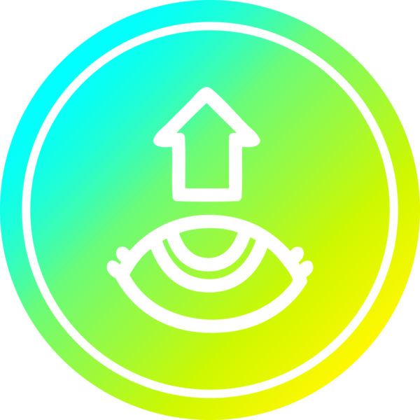 Göz, bir insan tarafından çizilmiş havalı gradyan bir simgeye bakıyor