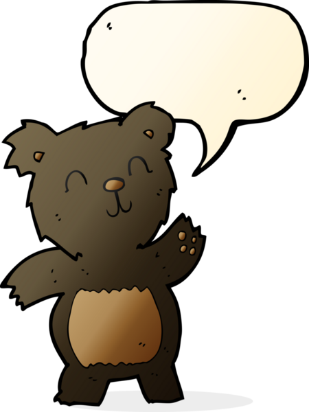 bir insan tarafından çizilmiş konuşma baloncuğu olan siyah bir ayı.