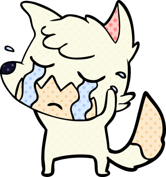 Bir insan tarafından çizilmiş ağlayan tilki çizgi filmi.