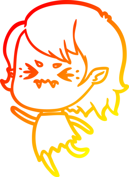 Bir insan tarafından çizilmiş kızgın bir vampir kız çizgi çizimi.