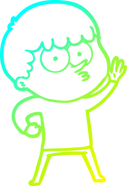 Bir çizgi film karakteri çizen soğuk gradyan bir insan tarafından çizilmiş meraklı çocuk.