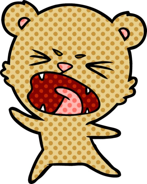 Bir insan tarafından çizilmiş kızgın çizgi film ayısı.