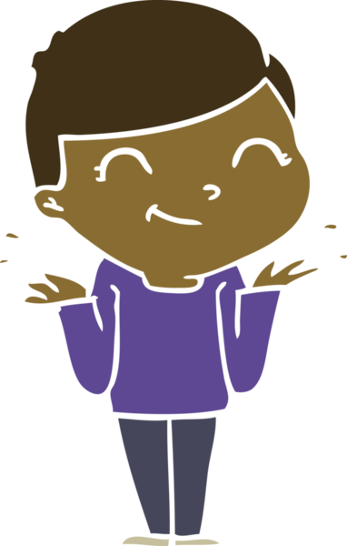 Bir insan tarafından çizilmiş düz renkli çizgi film çocuğu.