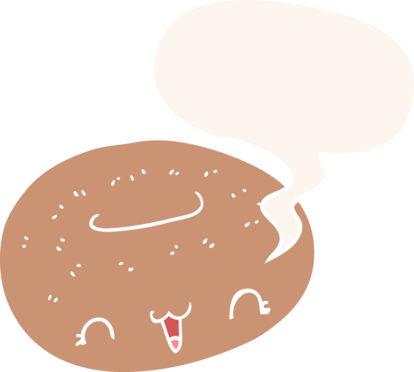 Bir insan tarafından çizilmiş, konuşma baloncuklu tatlı bir çörek.