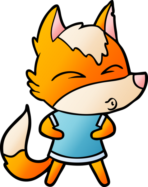 Bir insan tarafından çizilmiş tilki çizgi film karakteri