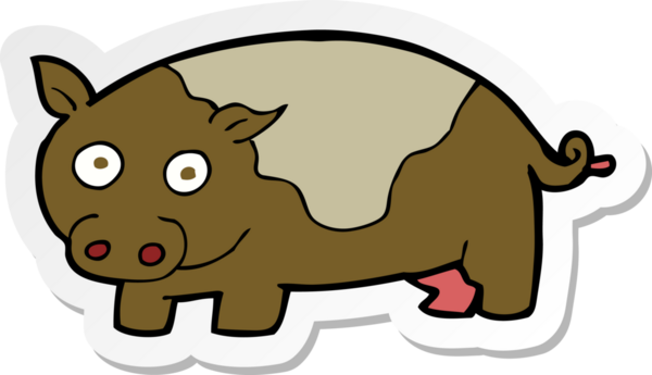 Bir insan tarafından çizilmiş bir domuzun çıkartması.