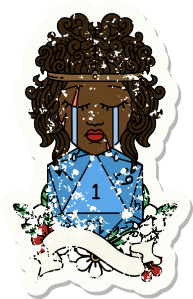 Retro Dövme Tarzı Ağlayan İnsan Barbar Bir D20 rulo ile bir insan tarafından çizilmiş