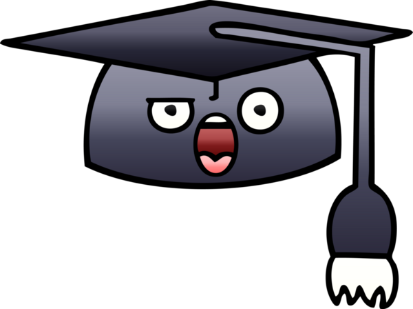 Bir insan tarafından çizilmiş mezuniyet şapkasının gölgeli çizgi filmi.