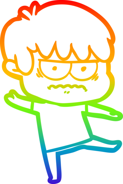 Gökkuşağı gradyan çizgi çizimi Bir insan tarafından çizilmiş bir çizgi film çocuğu