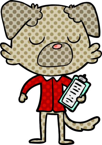 Bir insan tarafından çizilmiş çizgi film köpek yöneticisi.