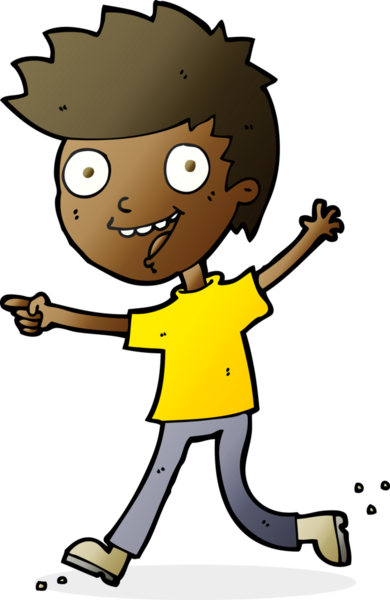 Bir insan tarafından çizilmiş çılgın, heyecanlı çocuk.