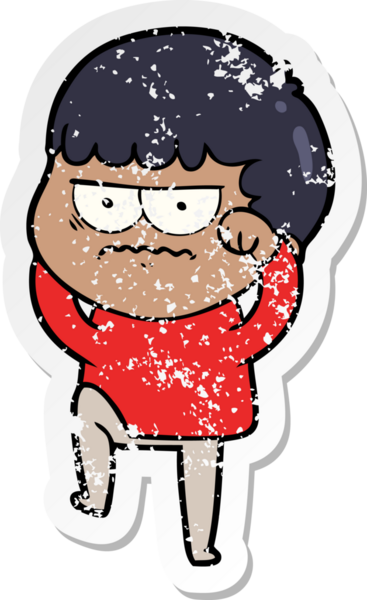 Bir insan tarafından çizilmiş sıkıntılı bir karikatür çıkartması.