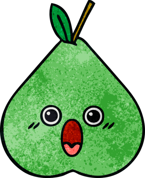 Bir insan tarafından çizilmiş yeşil armut retro grunge desen karikatürü