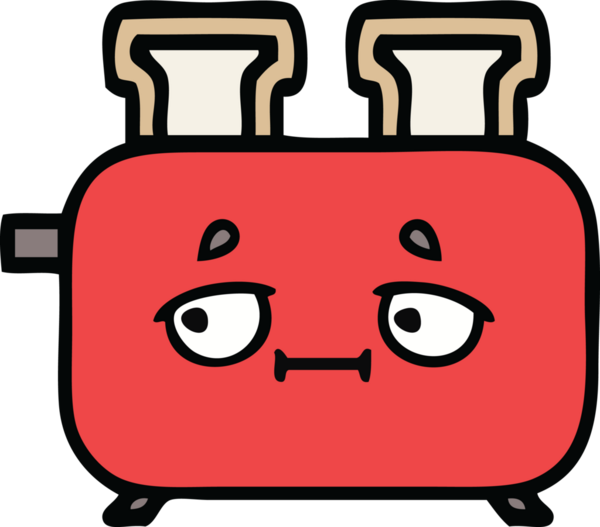 Bir insan tarafından çizilmiş bir tost makinesi karikatürü.