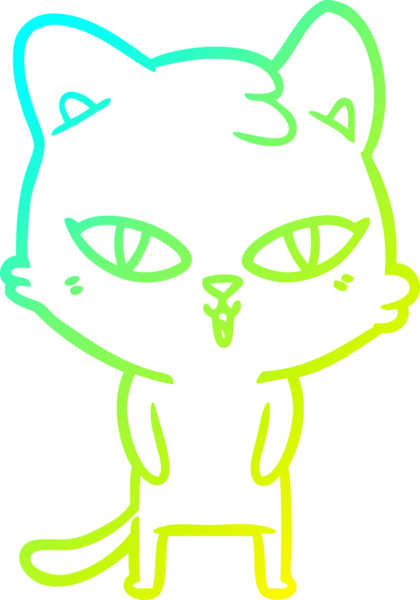 Bir insan tarafından çizilen çizgi film kedisinin soğuk gradyan çizgisi.