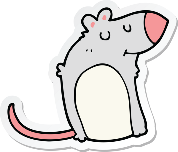 sticker of a cartoon fat rat drawn by a human