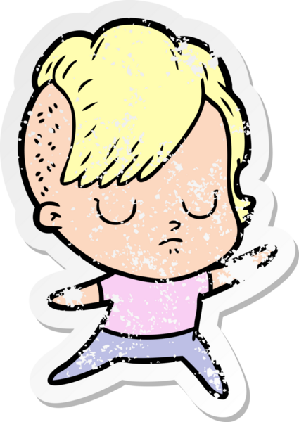 Bir insan tarafından çizilmiş karikatür bir kadının sıkıntılı çıkartması.