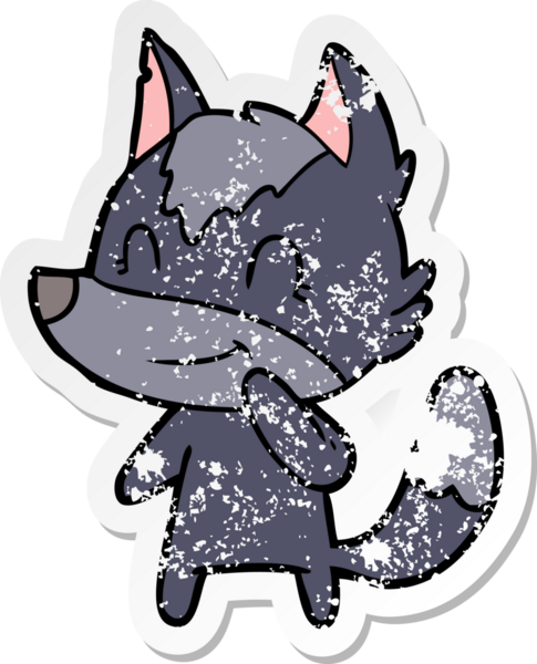 Bir insan tarafından çizilmiş dost canlısı bir kurdun sıkıntılı çıkartması.