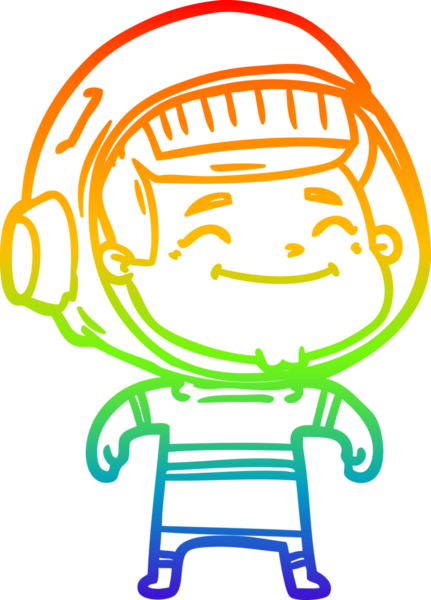 gökkuşağı gradyan çizimi mutlu bir çizgi astronot çizimi bir insan tarafından çizildi