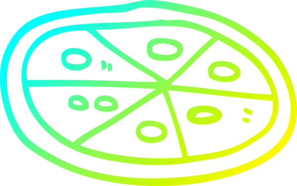 Bir insan tarafından çizilmiş soğuk gradyan pizza çizimi.