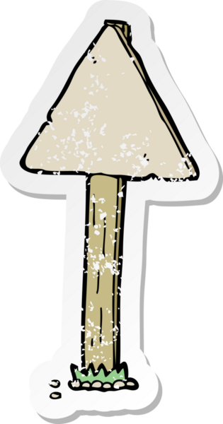 Bir insan tarafından çizilmiş bir çizgi film tabelasının gerilimli çıkartması.