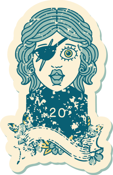 Retro Dövme Tarzı İnsan Rogue Bir insan tarafından çizilmiş 20 zar ile