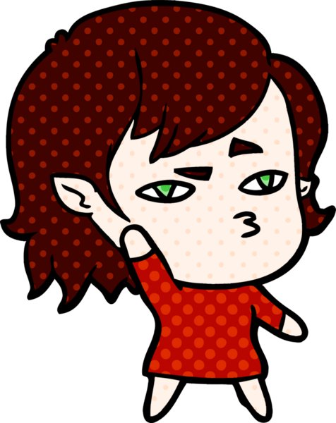 Bir insan tarafından çizilmiş vampir kız çizgi filmi.