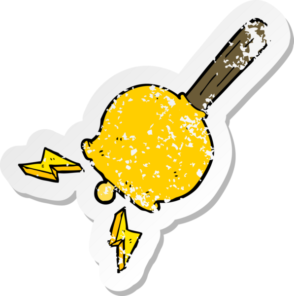 Bir insan tarafından çizilmiş bir karikatür çanın gerilimli çıkartması.