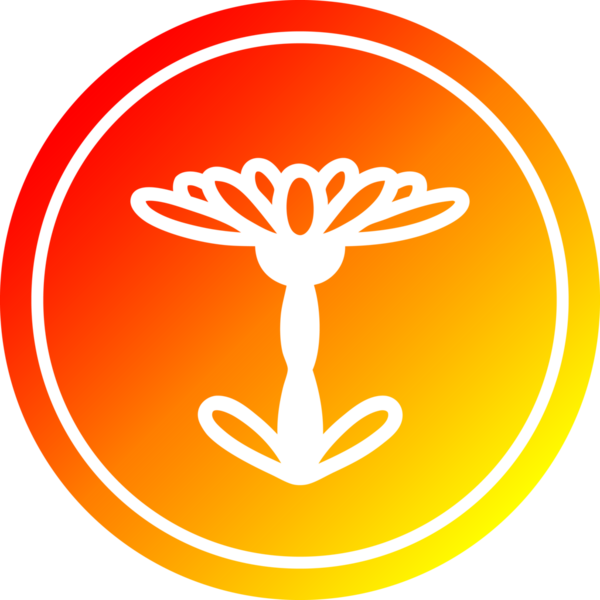 Çiçek açan dairesel simge, sıcak gradyan bir insan tarafından çizilmiş.