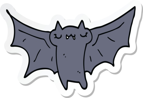 sticker of a cute cartoon halloween bat drawn by a human