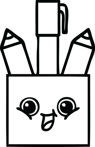 Bir insan tarafından çizilmiş kalem kabının çizgi çizimi