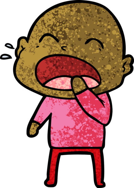 Bir insan tarafından çizilmiş kel adam diye bağıran çizgi film.