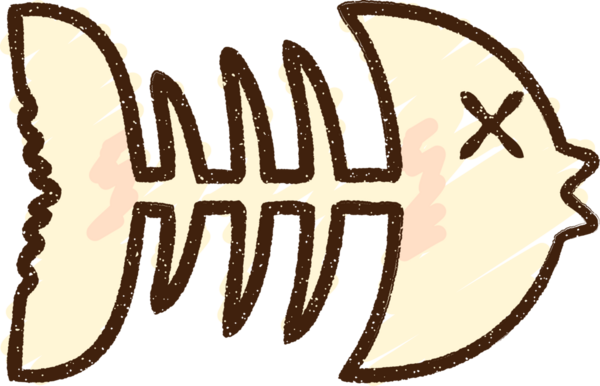 Bir insan tarafından çizilmiş Balık İskeleti Tebeşiri