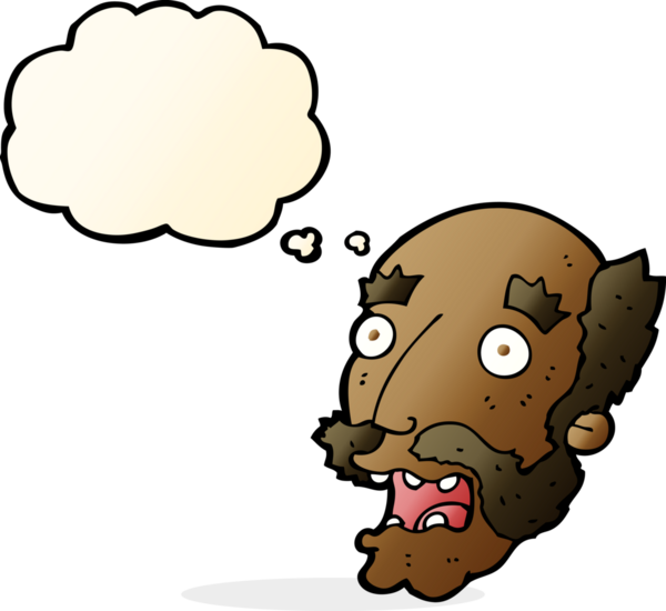 Karikatür bir insan tarafından çizilen düşünce baloncuğuyla yaşlı adamı şok etti.