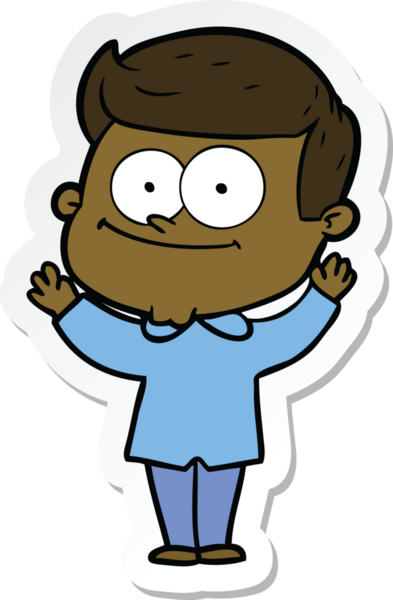 Bir insan tarafından çizilmiş mutlu bir adamın çıkartması.