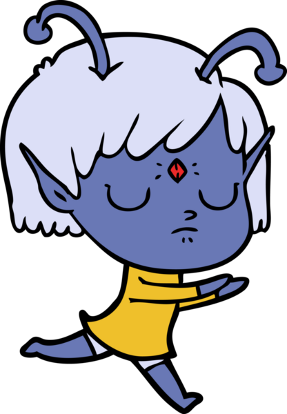 Bir insan tarafından çizilmiş uzaylı kız.