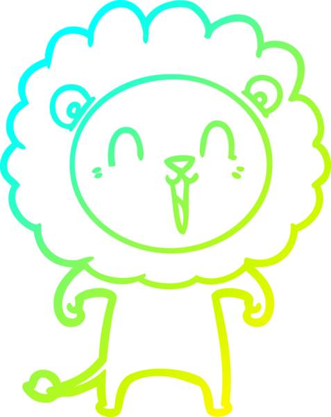 Bir insan tarafından çizilmiş gülen aslan karikatürü.