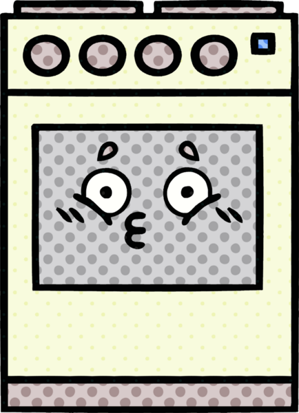 Bir insan tarafından çizilmiş mutfak fırınının çizgi romanı.