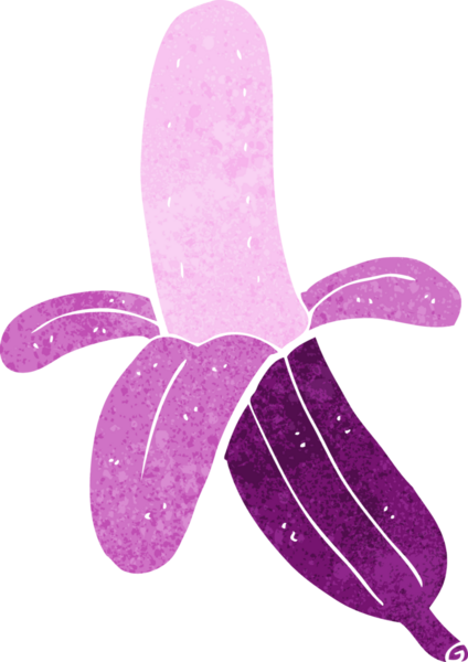 cartoon purple banana drawn by a human